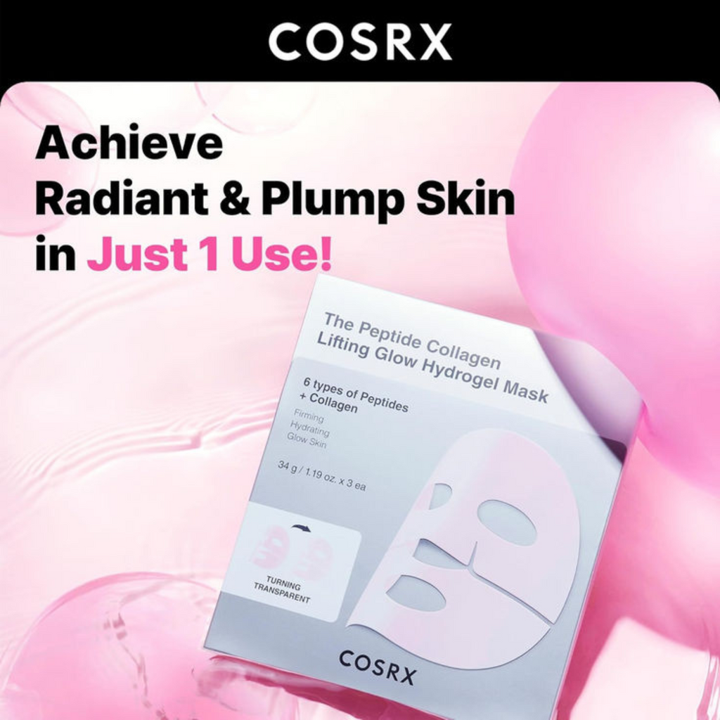 COSRX - Peptide Collagen Glow Hydrogel Mask - Maschera viso al collagene illuminante