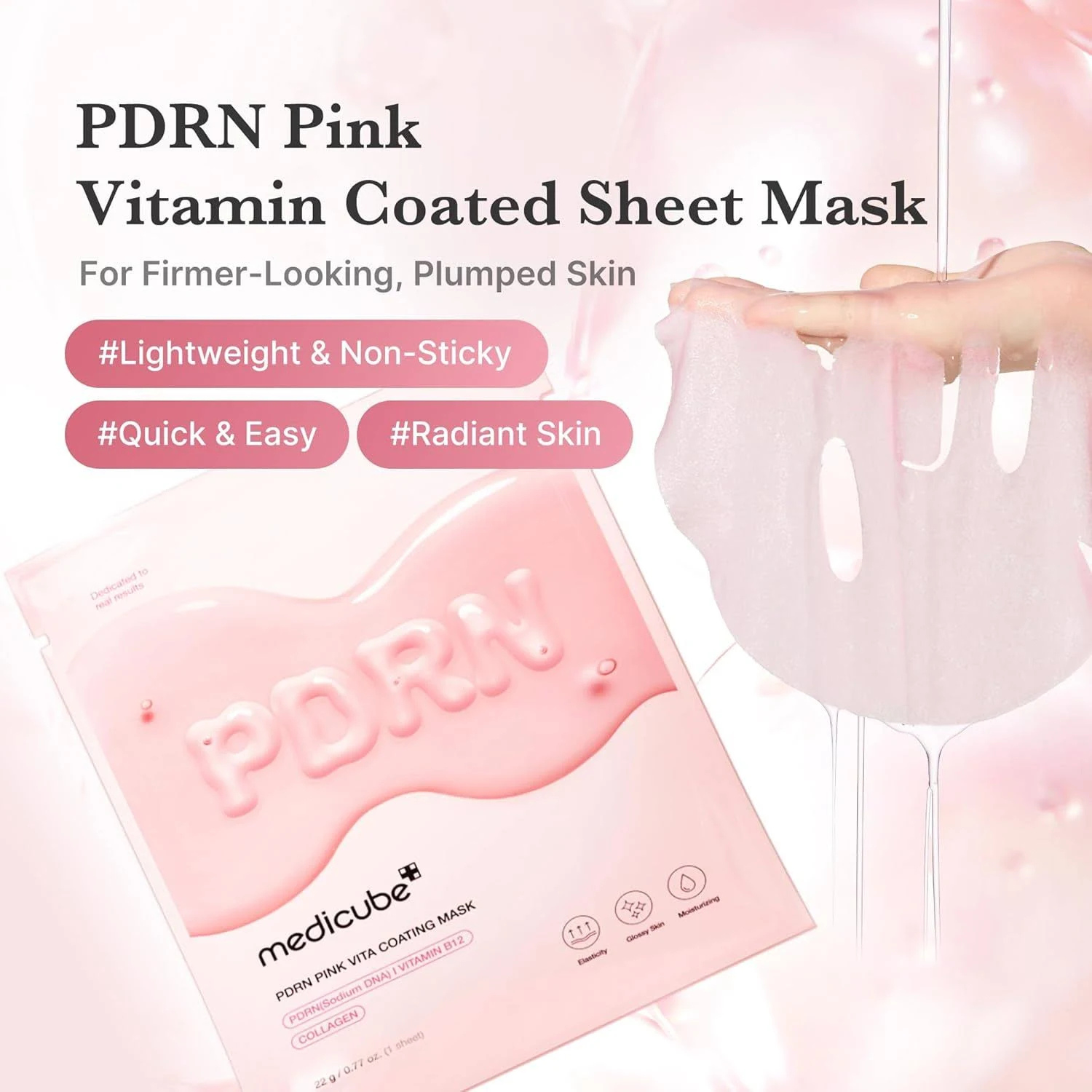 Medicube – PDRN Pink Vita Coating Mask – Maschera viso illuminante e rigenerante