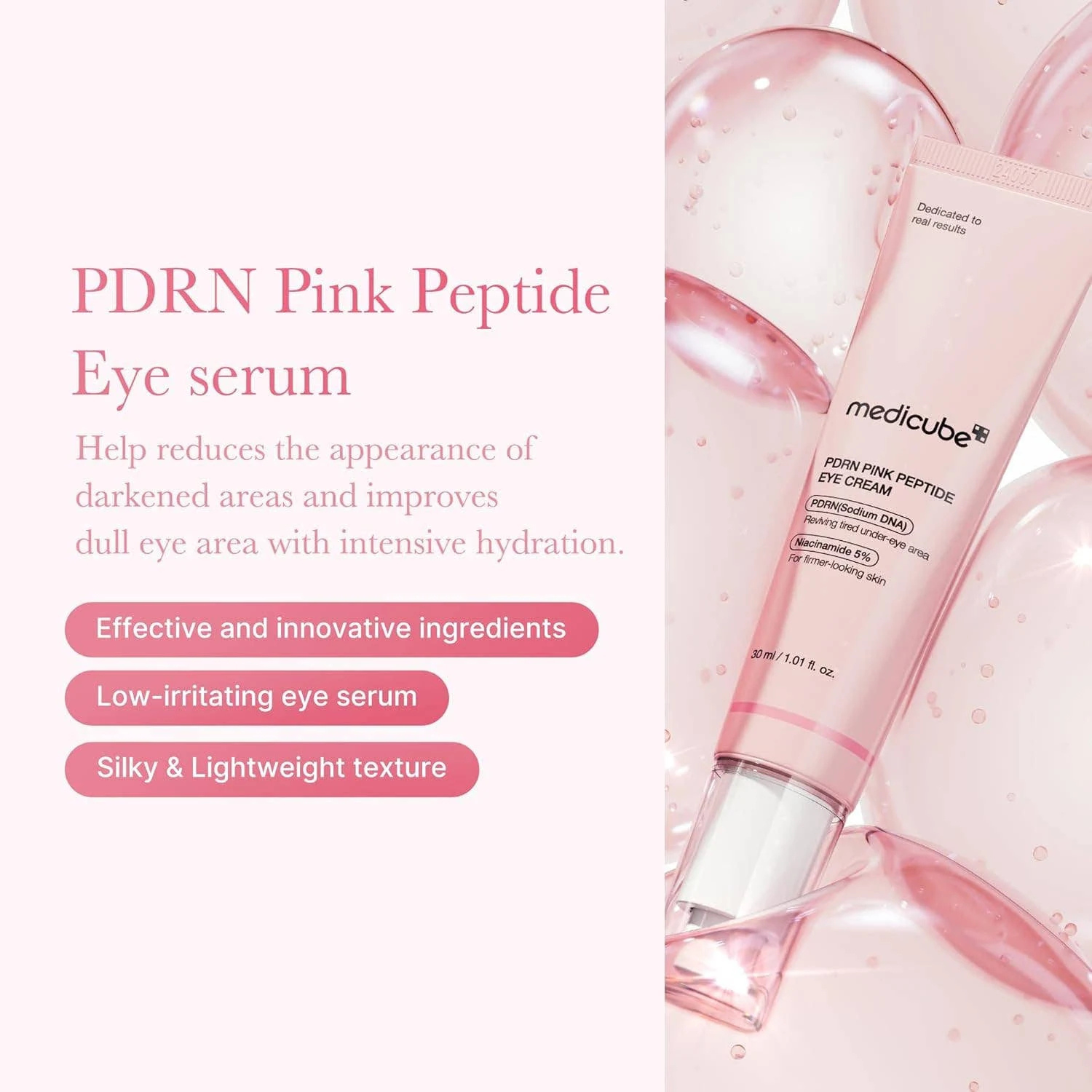 medicube - PDRN Pink Peptide Eye Cream – Crema contorno occhi anti-age e illuminante