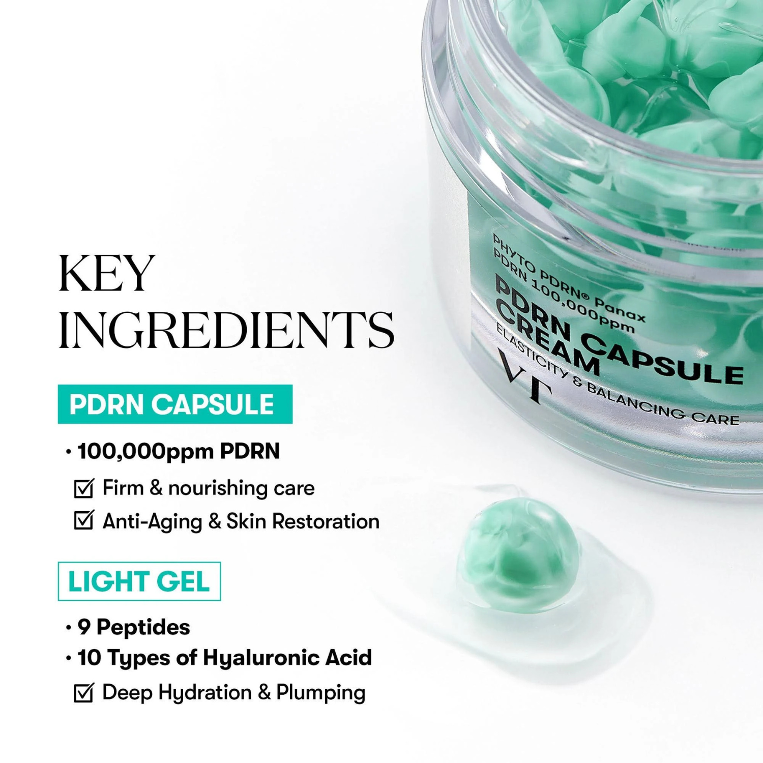 VT Cosmetics – PDRN Capsule Cream 100 – Crema viso idratante e rigenerante
