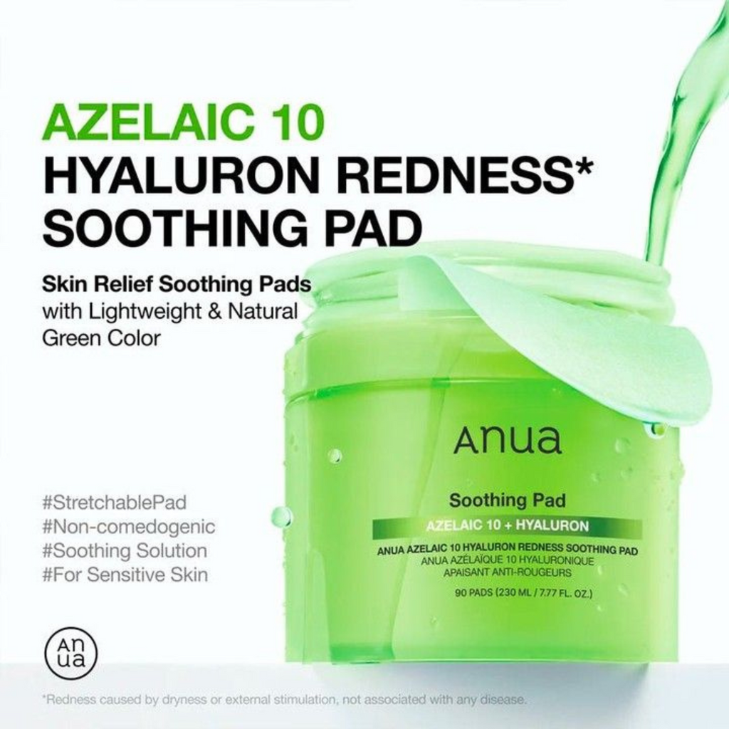 Anua – Azelaic Acid 10 Hyaluron Redness Soothing Pad – Dischetti viso lenitivi anti-rossori