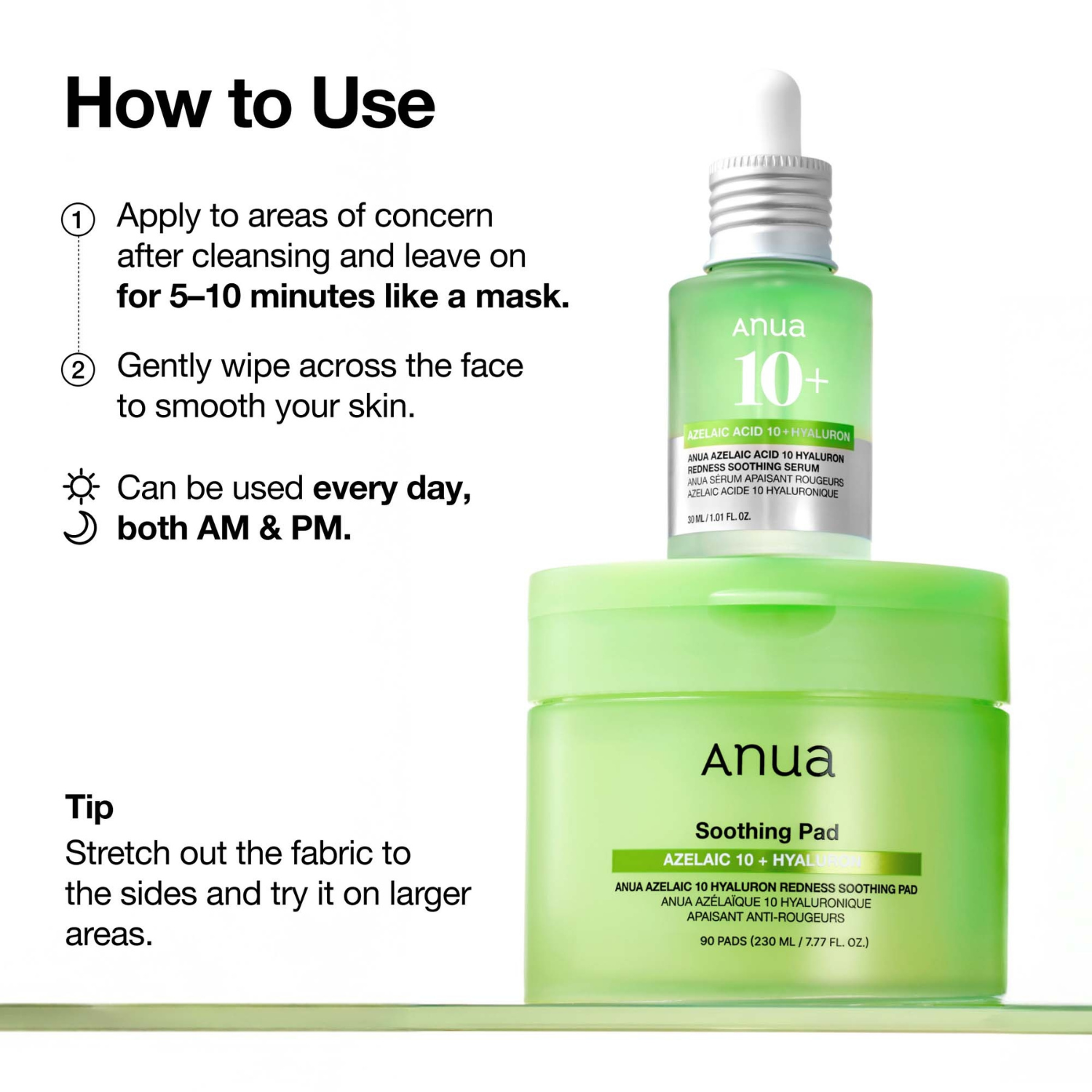 Anua – Azelaic Acid 10 Hyaluron Redness Soothing Pad – Dischetti viso lenitivi anti-rossori