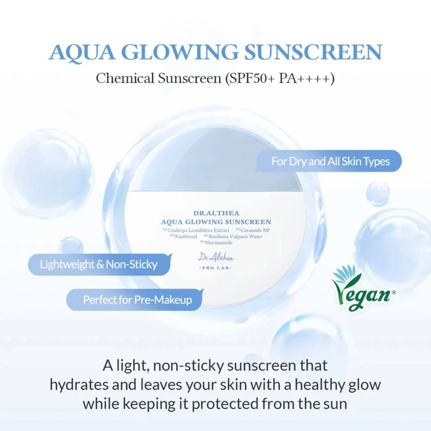 Dr. Althea – Aqua Glowing Sunscreen – Crema solare viso idratante SPF50+