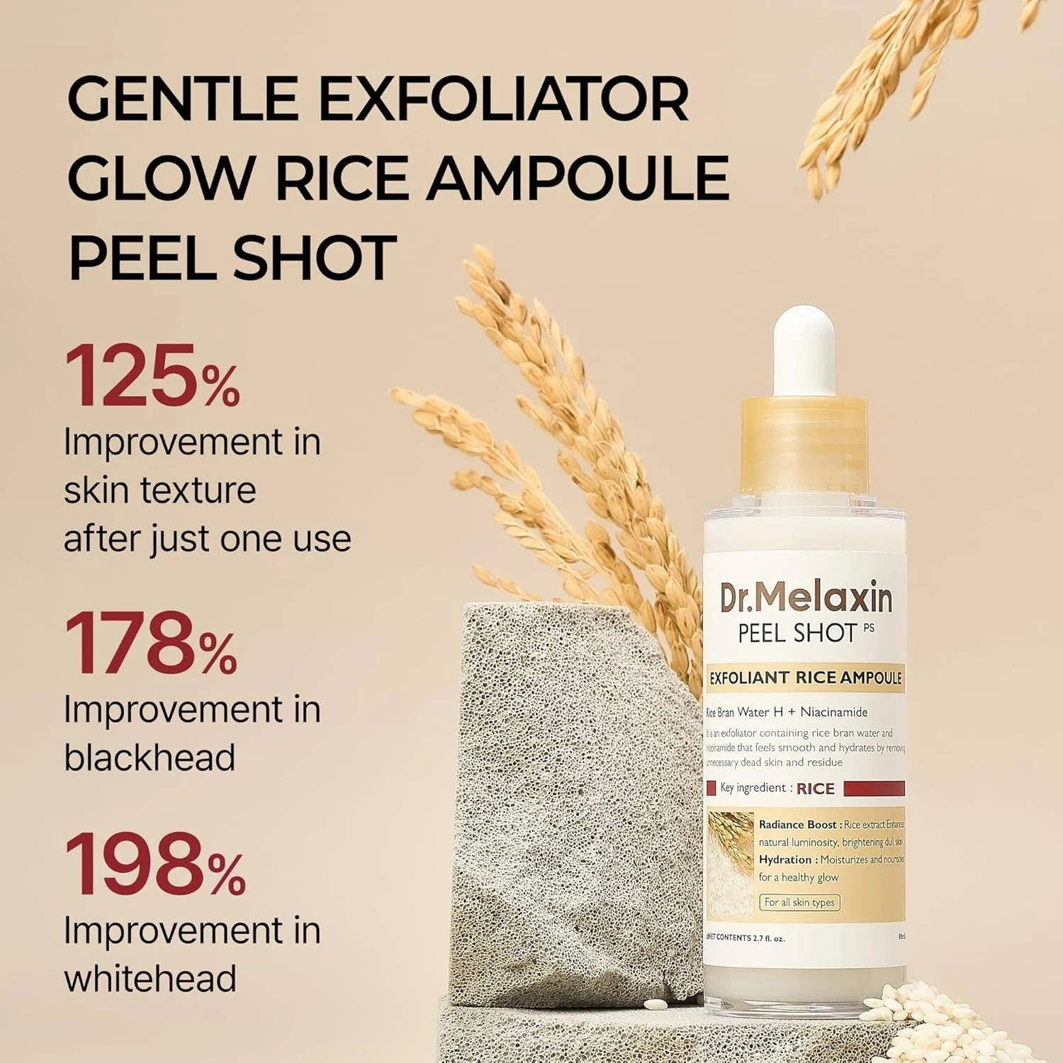 Dr.Melaxin – Peel Shot Exfoliant White Rice Ampoule – Ampoule viso esfoliante e illuminante al riso