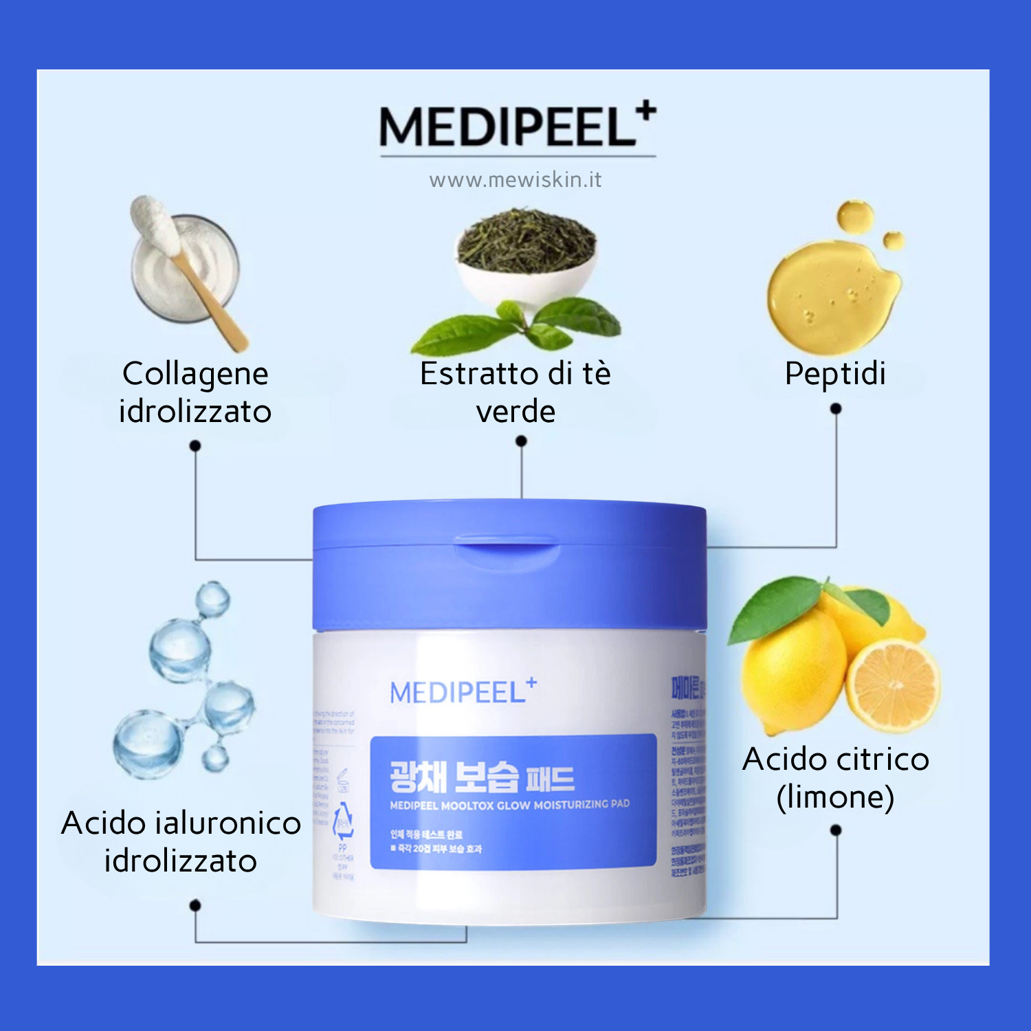 Medi-Peel – Mooltox Glow Moisturizing Pads – Dischetti viso idratanti e illuminanti