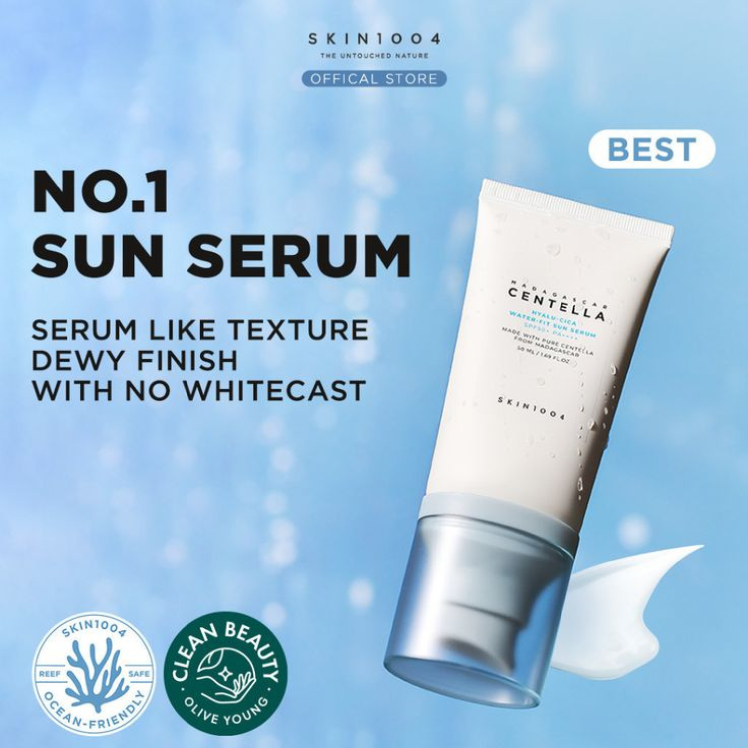 SKIN1004 – Madagascar Centella Hyalu-Cica Water-Fit Sun Serum – Siero solare viso idratante SPF50+