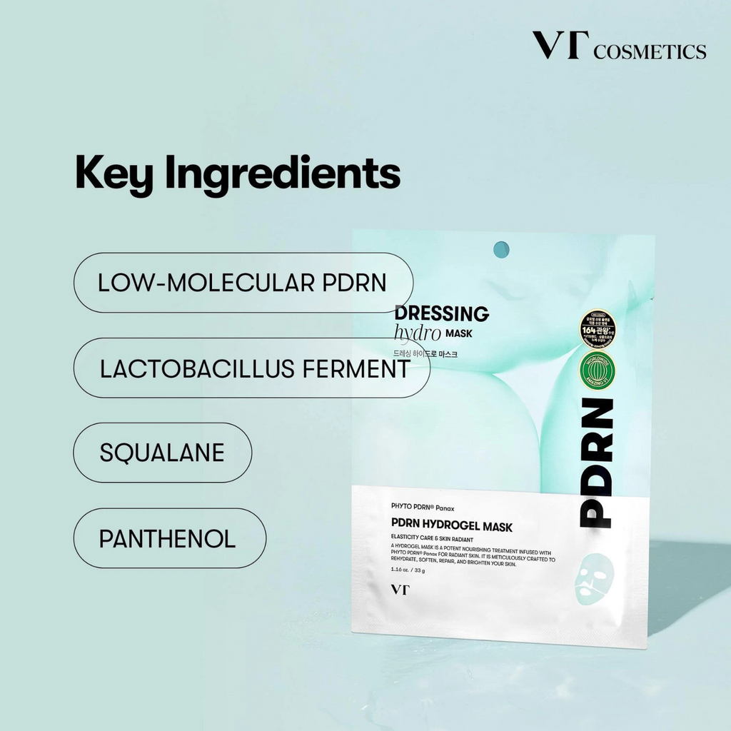 VT Cosmetics – PDRN Hydrogel Mask – Maschera viso in hydrogel rigenerante e illuminante