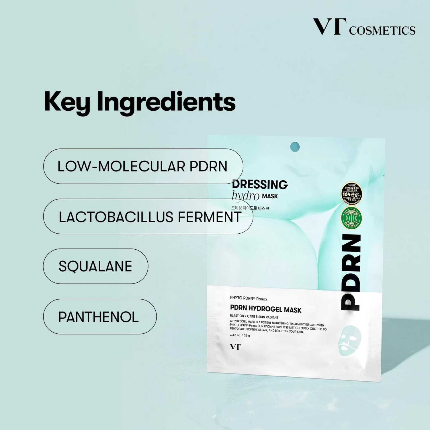 VT Cosmetics – PDRN Hydrogel Mask – Maschera viso in hydrogel rigenerante e illuminante