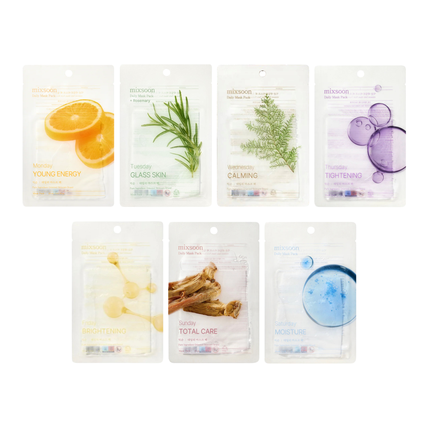 Mixsoon – Daily Mask Pack – Maschere viso in tessuto routine settimanale