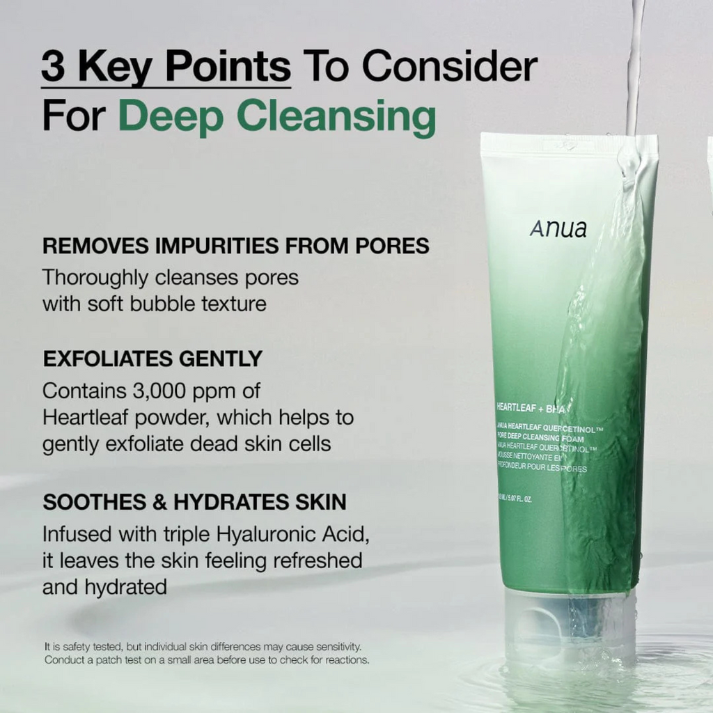 Anua - Heartleaf Quercetinol Pore Deep Cleansing Foam - Detergente viso schiumogeno purificante