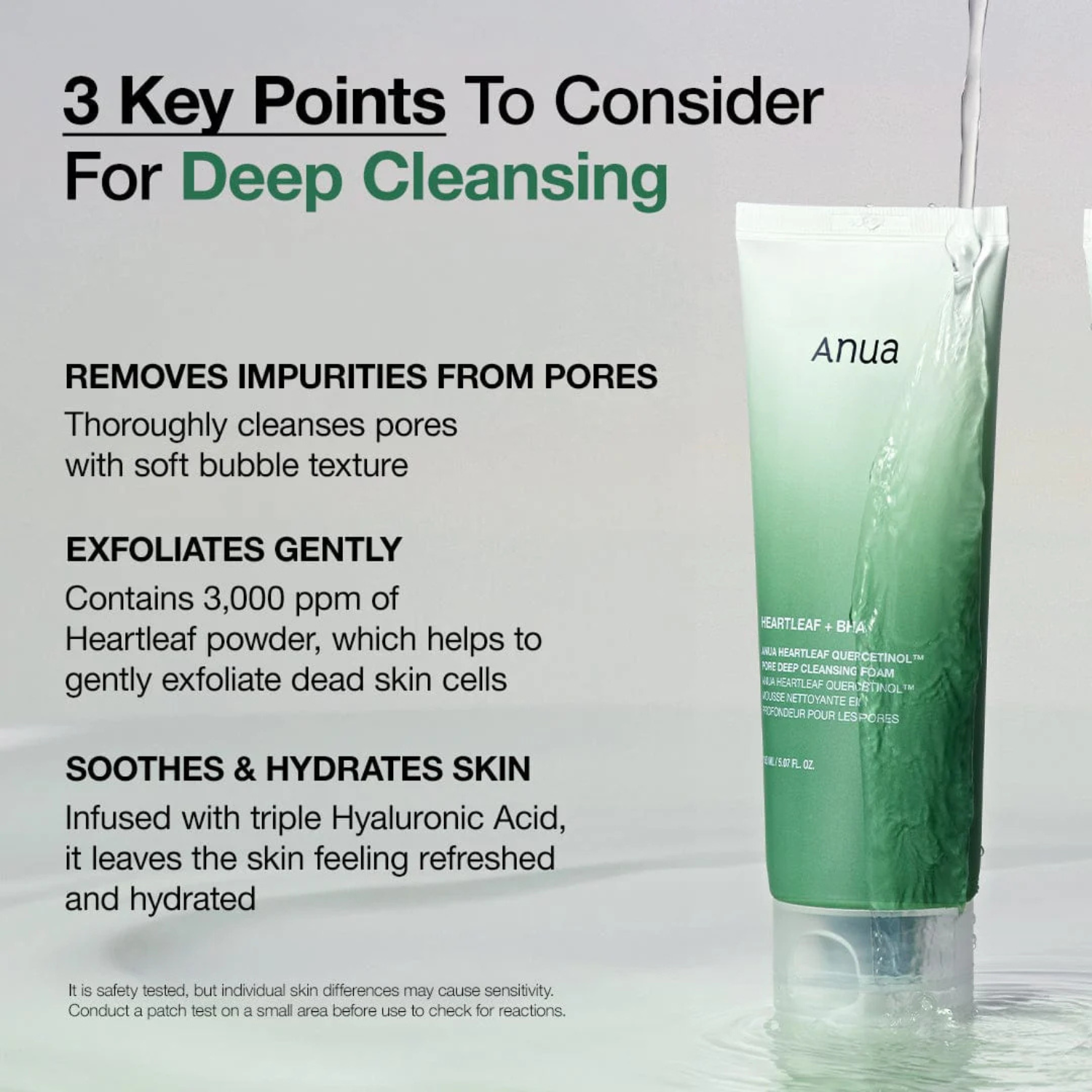 Anua - Heartleaf Quercetinol Pore Deep Cleansing Foam - Detergente viso schiumogeno purificante