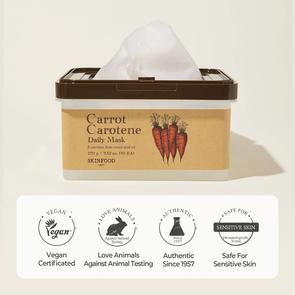 SKINFOOD – Carrot Carotene Daily Mask – 30 maschere viso lenitive alla carota