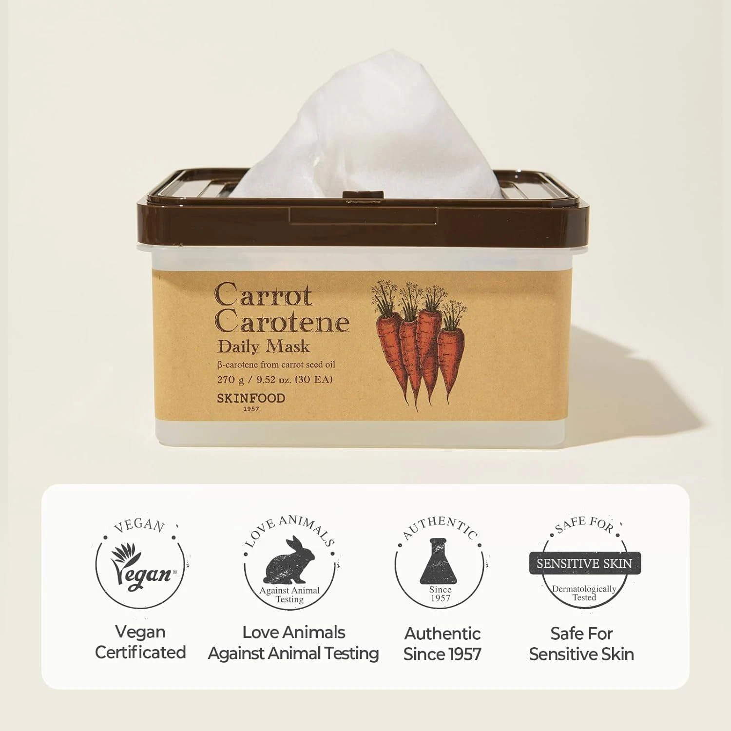 SKINFOOD – Carrot Carotene Daily Mask – 30 maschere viso lenitive alla carota