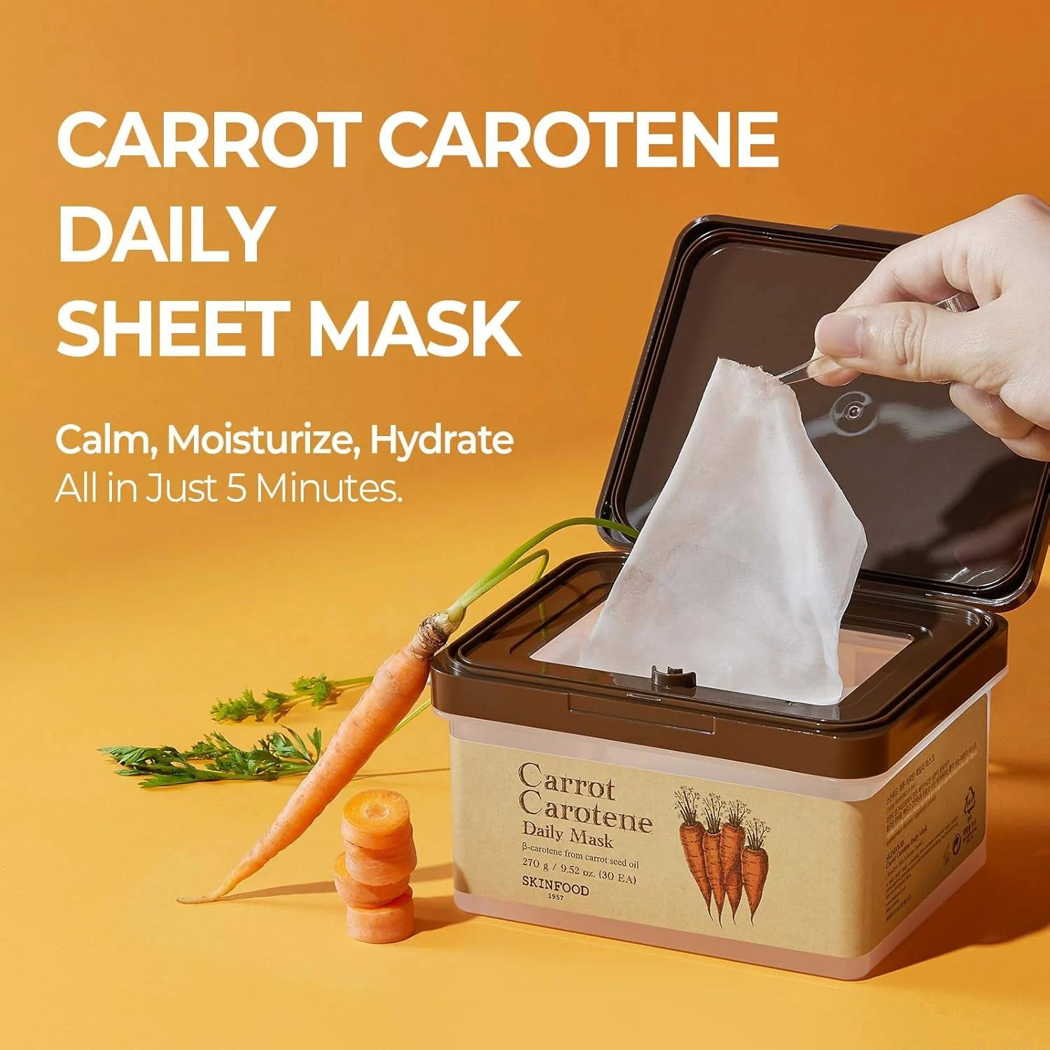 SKINFOOD – Carrot Carotene Daily Mask – 30 maschere viso lenitive alla carota