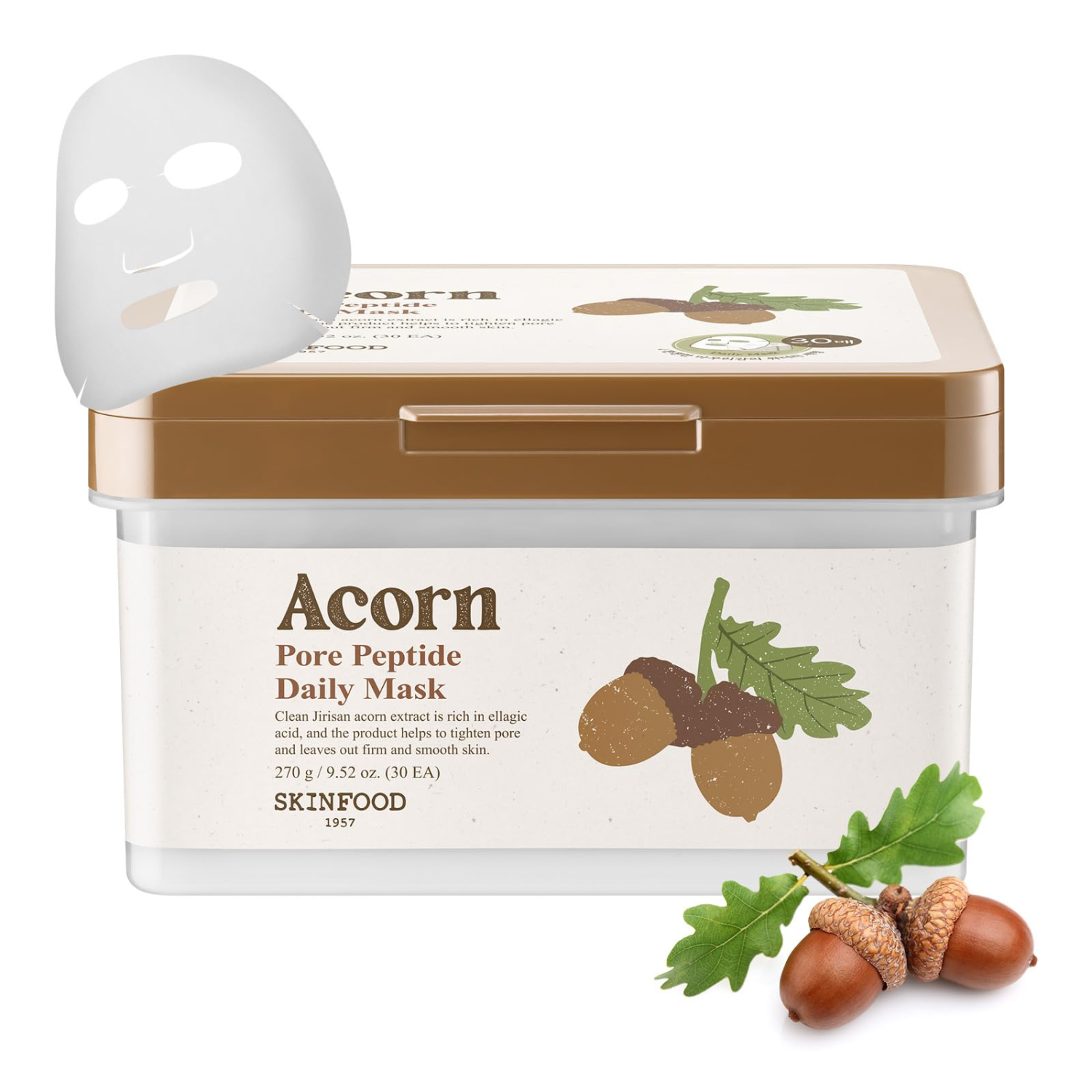 SKINFOOD – Acorn Pore Peptide Daily Mask – Set maschere viso pori e elasticità