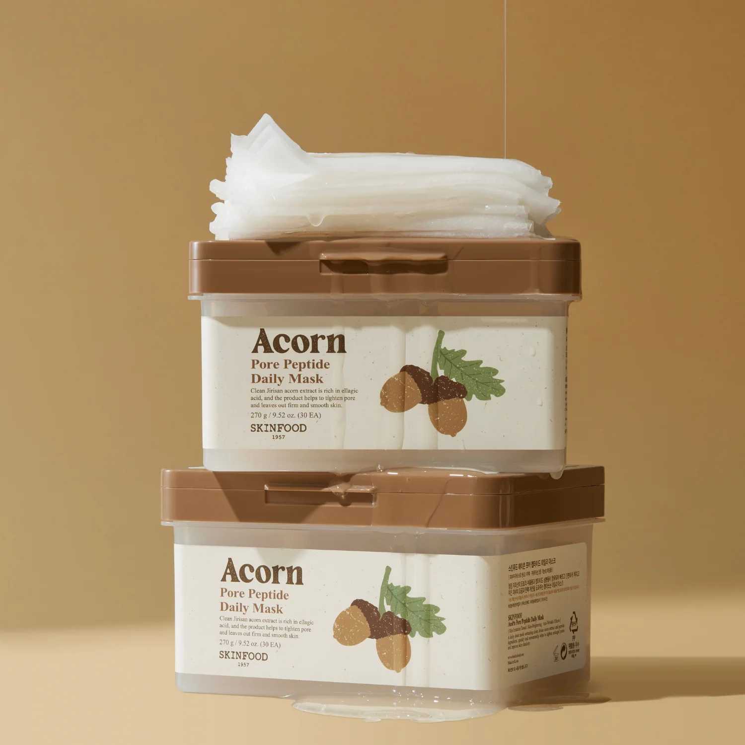 SKINFOOD – Acorn Pore Peptide Daily Mask – Set maschere viso pori e elasticità