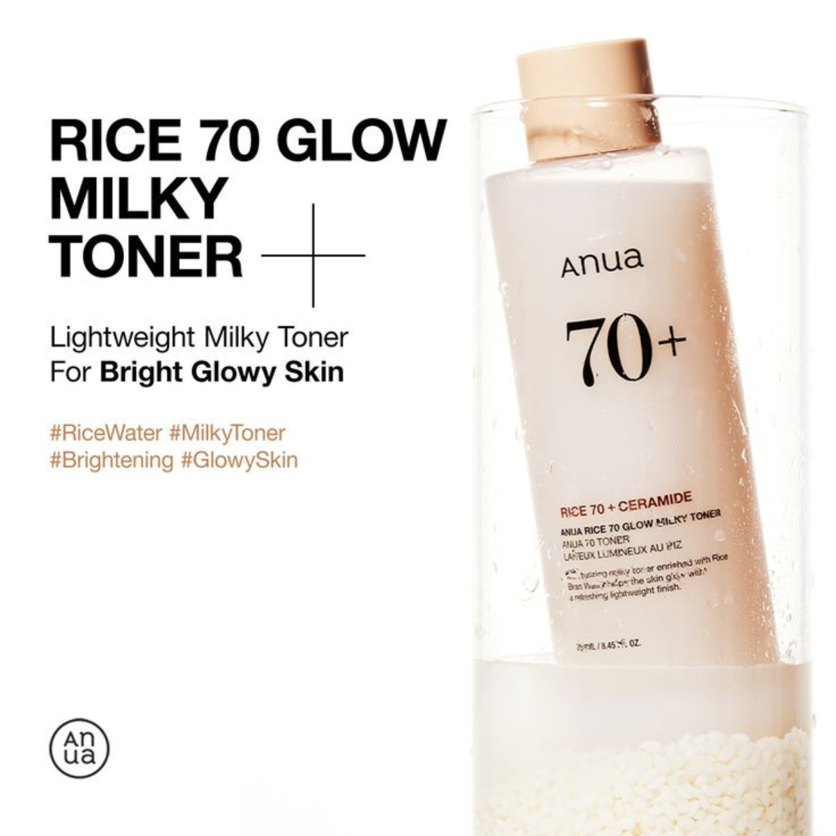 Anua - Rice 70 Glow Milky Toner - Tonico viso illuminante e idratante al riso