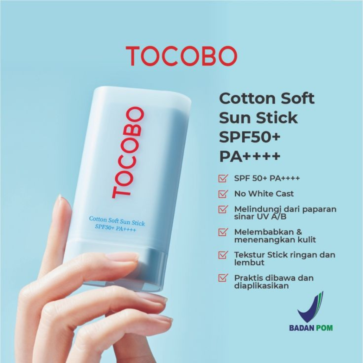 TOCOBO - Cotton Soft Sun Stick SPF50 - Stick solare viso opacizzante