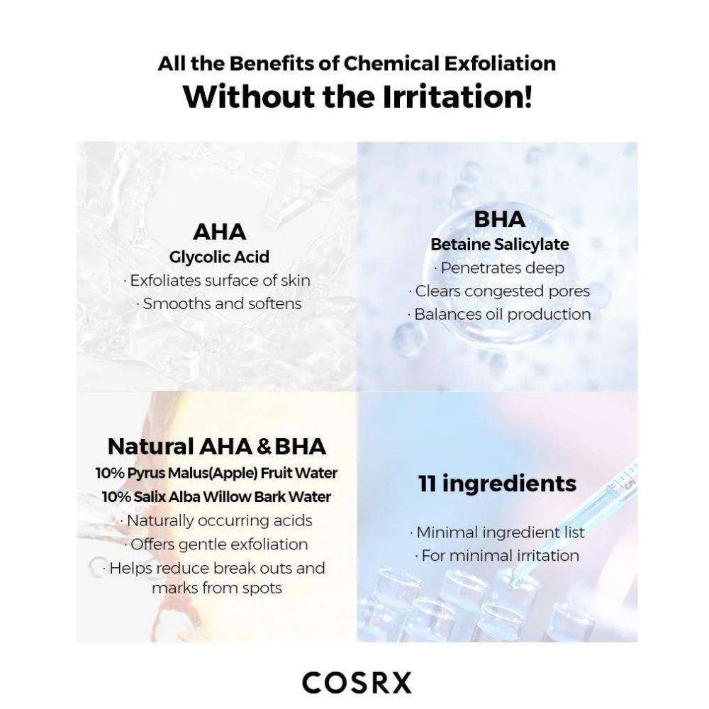 COSRX - AHA/BHA Clarifying Treatment Toner - Tonico viso esfoliante purificante con AHA e BHA
