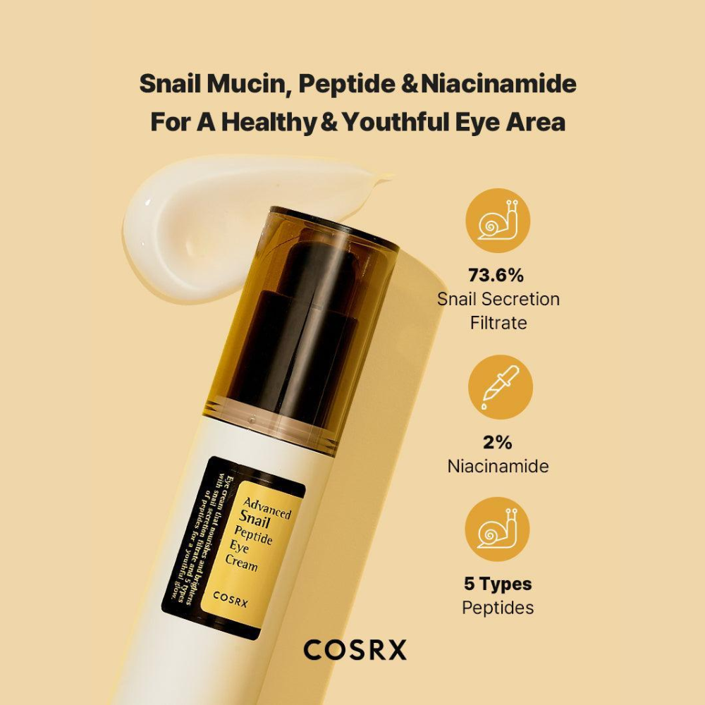 COSRX - Advanced Snail Peptide Eye Cream - Crema contorno occhi anti-età alla bava di lumaca e peptidi