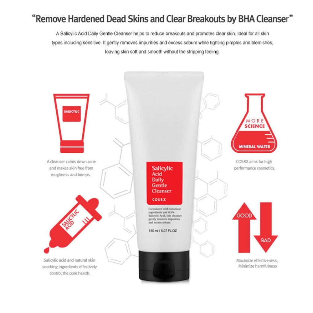 COSRX - Salicylic Acid Daily Gentle Cleanser - Detergente viso delicato anti-imperfezioni all’acido salicilico