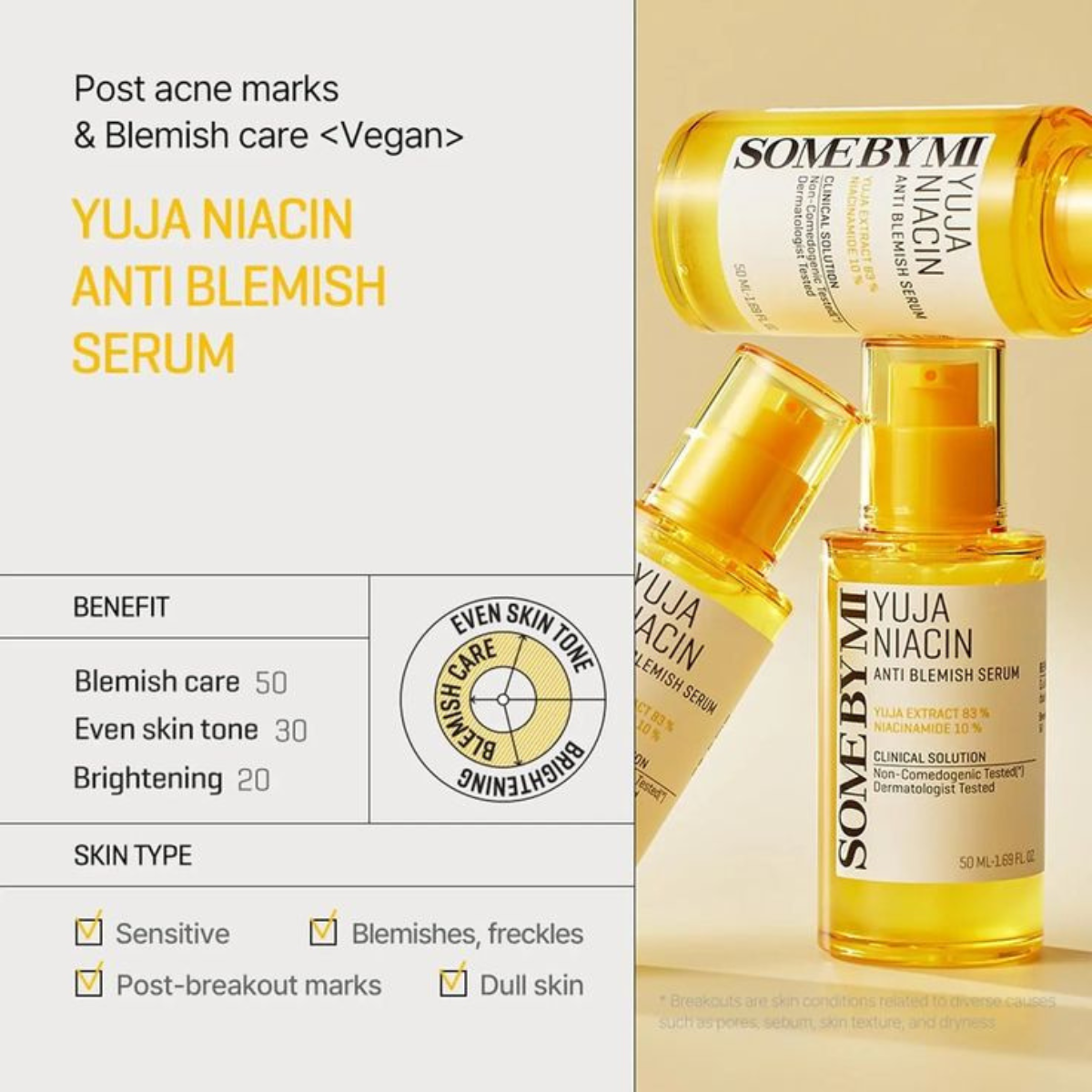 Some By Mi - Yuja Niacin Blemish Care Serum - Siero viso illuminante alla Vitamina C
