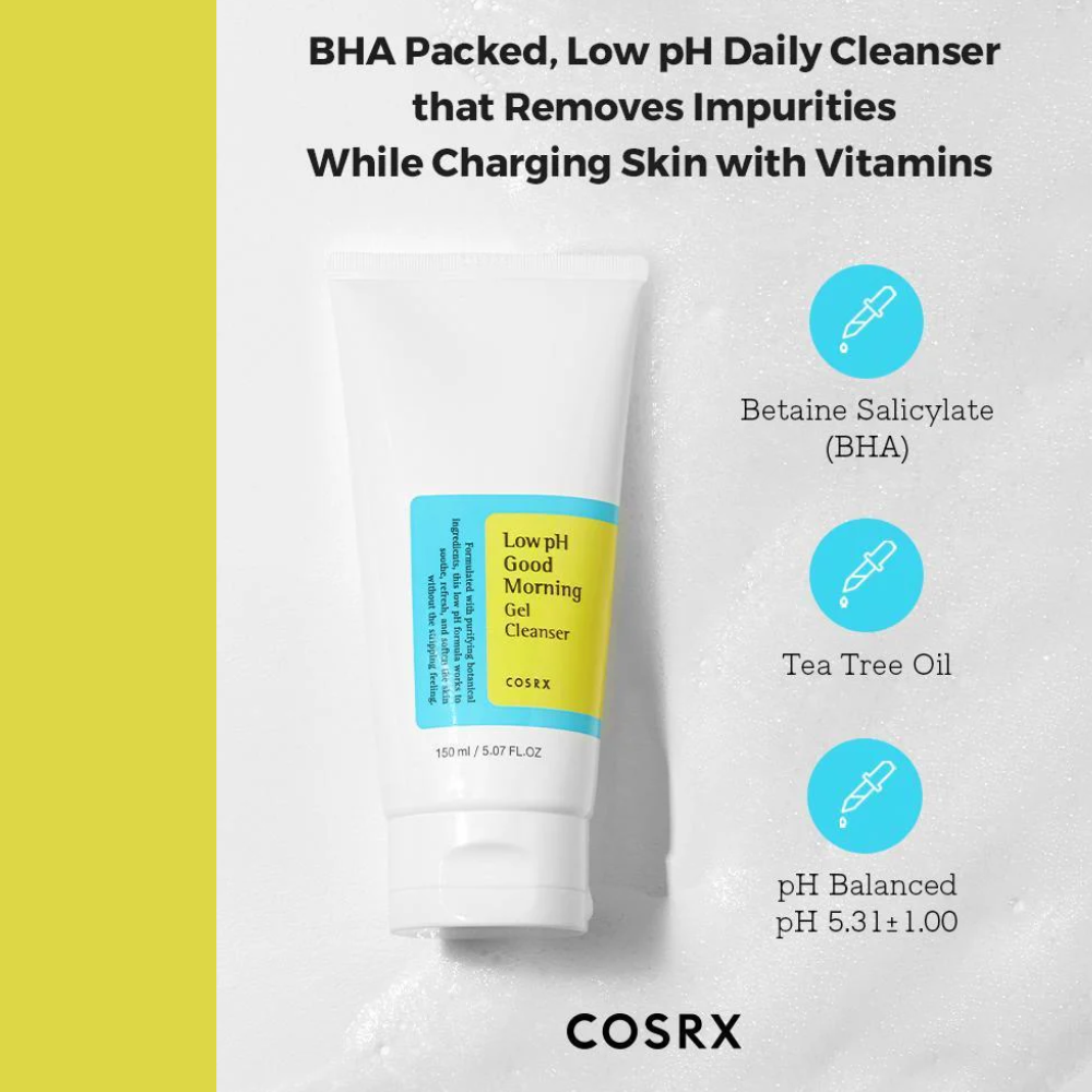 COSRX - Low pH Good Morning Gel Cleanser - Detergente viso riequilibrante e delicato a pH basso
