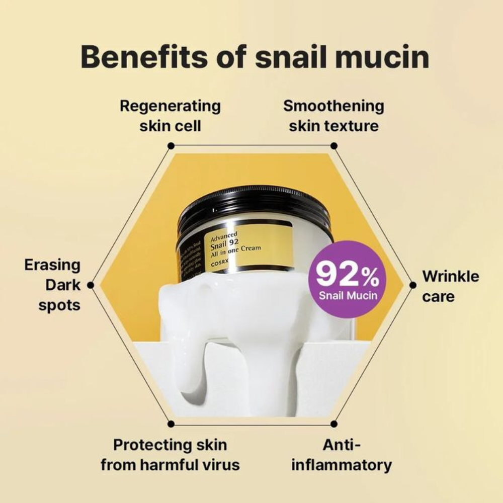 COSRX - Advanced Snail 92 All In One Cream - Crema viso idratante e rigenerante alla bava di lumaca