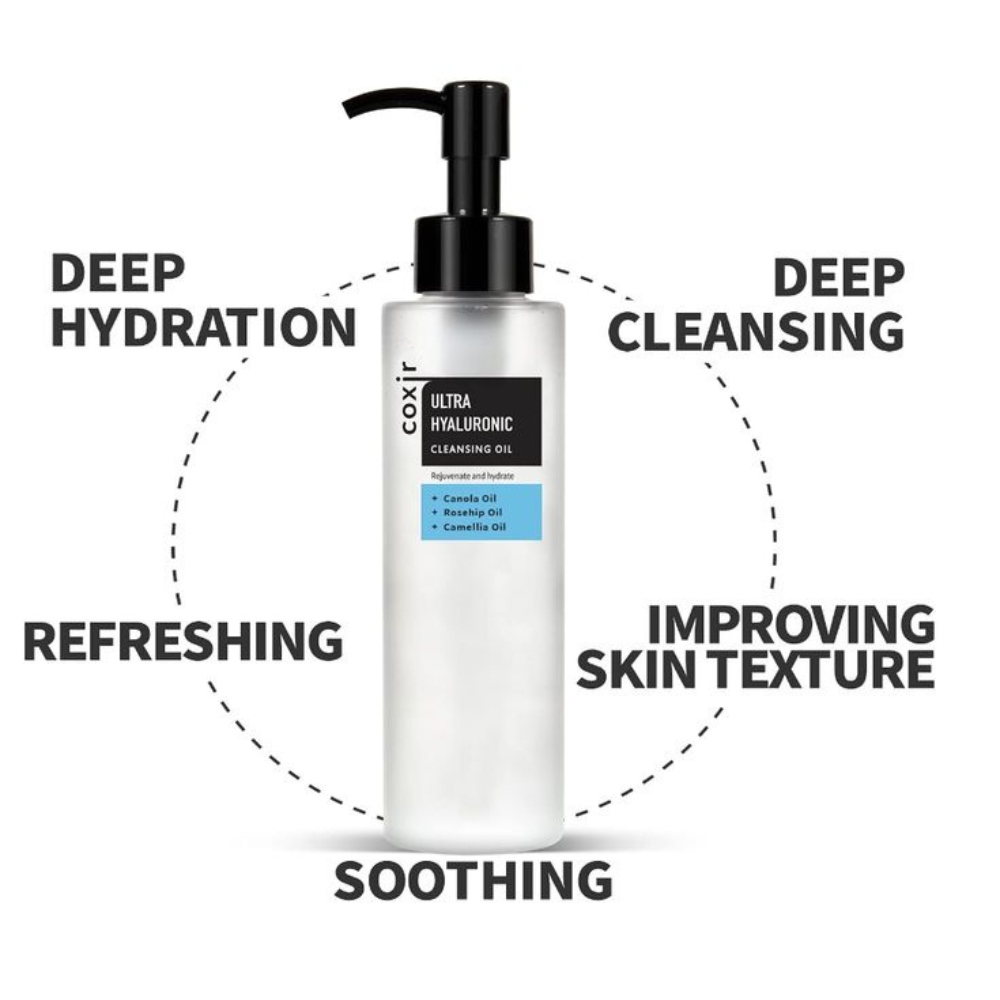 coxir - Ultra Hyaluronic Cleansing Oil - Olio detergente viso idratante all’acido ialuronico