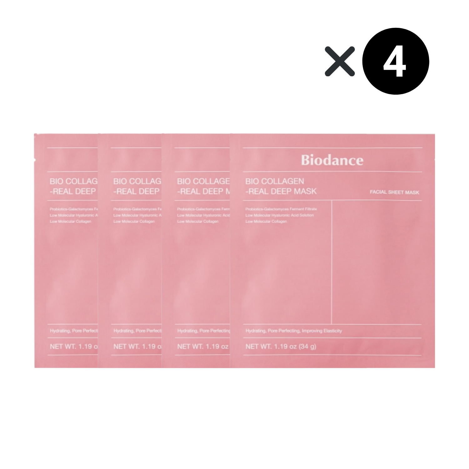 Set 4× Biodance Bio-Collagen Real Deep Mask – Anti-Età, Idratante & Rassodante