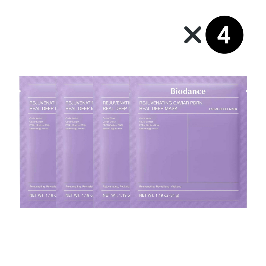 Set 4× Biodance – Rejuvenating Caviar PDRN Real Deep Mask – Rassodante & illuminante