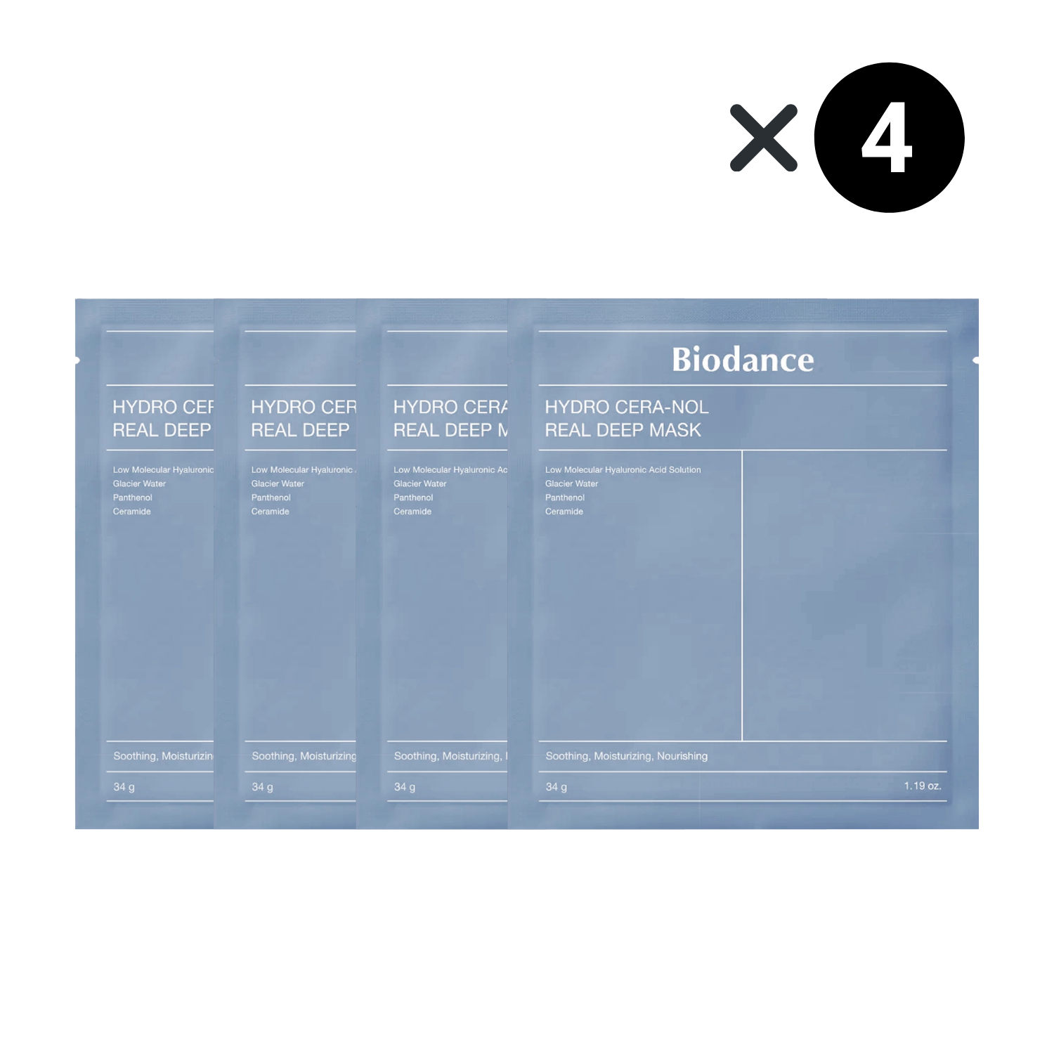 Set 4× Biodance Hydro Cera-nol Real Deep Mask – Idratante & Lenitiva