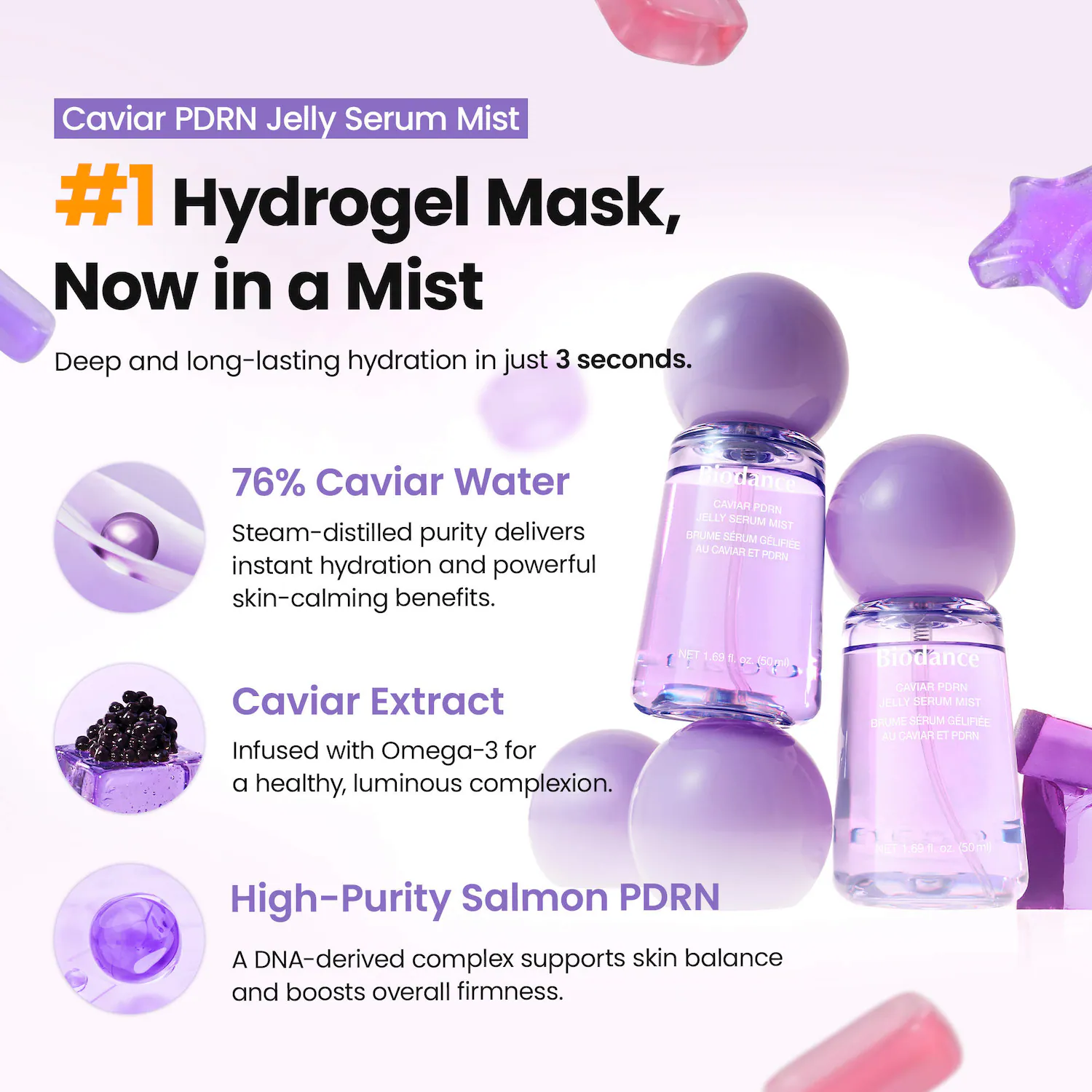 Caviar PDRN Jelly Serum Mist - Siero spray idratante e rassodante