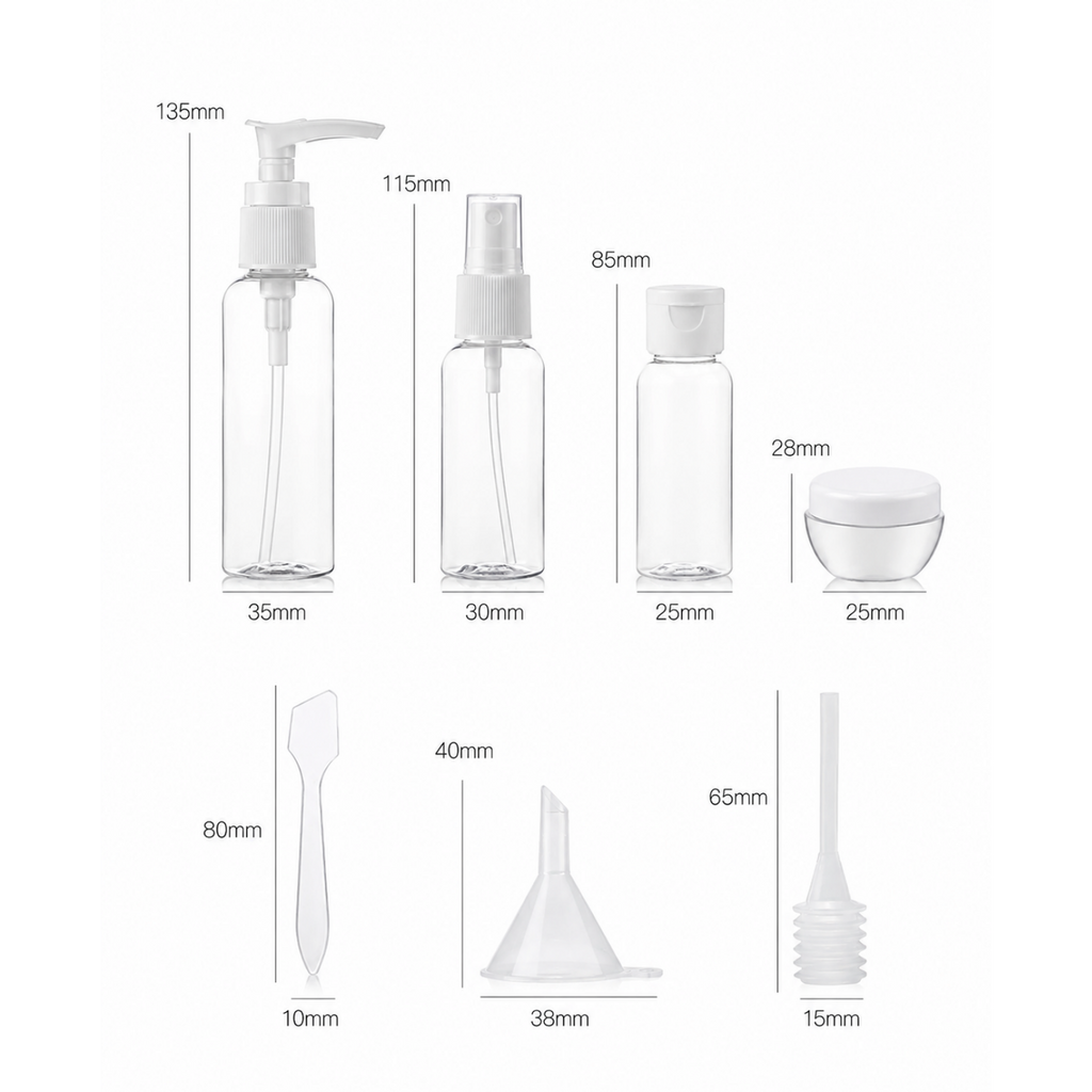 Kit da viaggio 8 pezzi – Set contenitori cosmetici riutilizzabili
